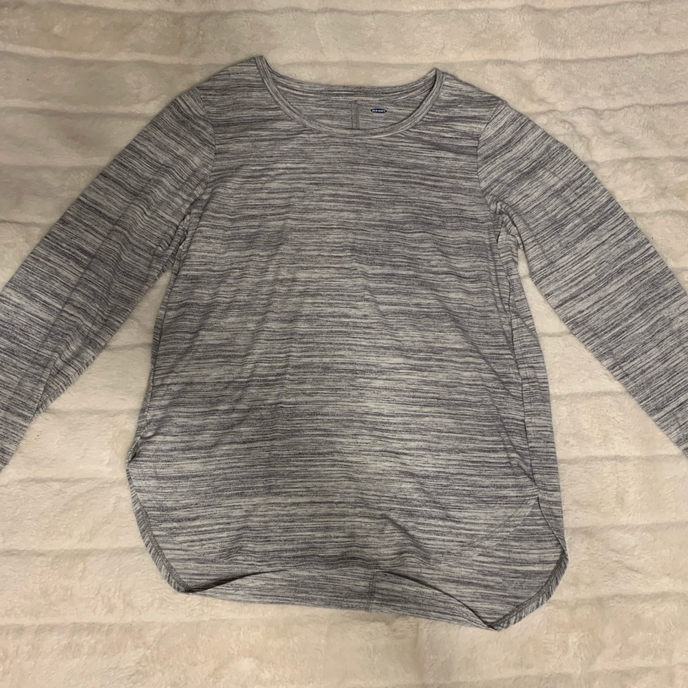 grey and white long sleeve